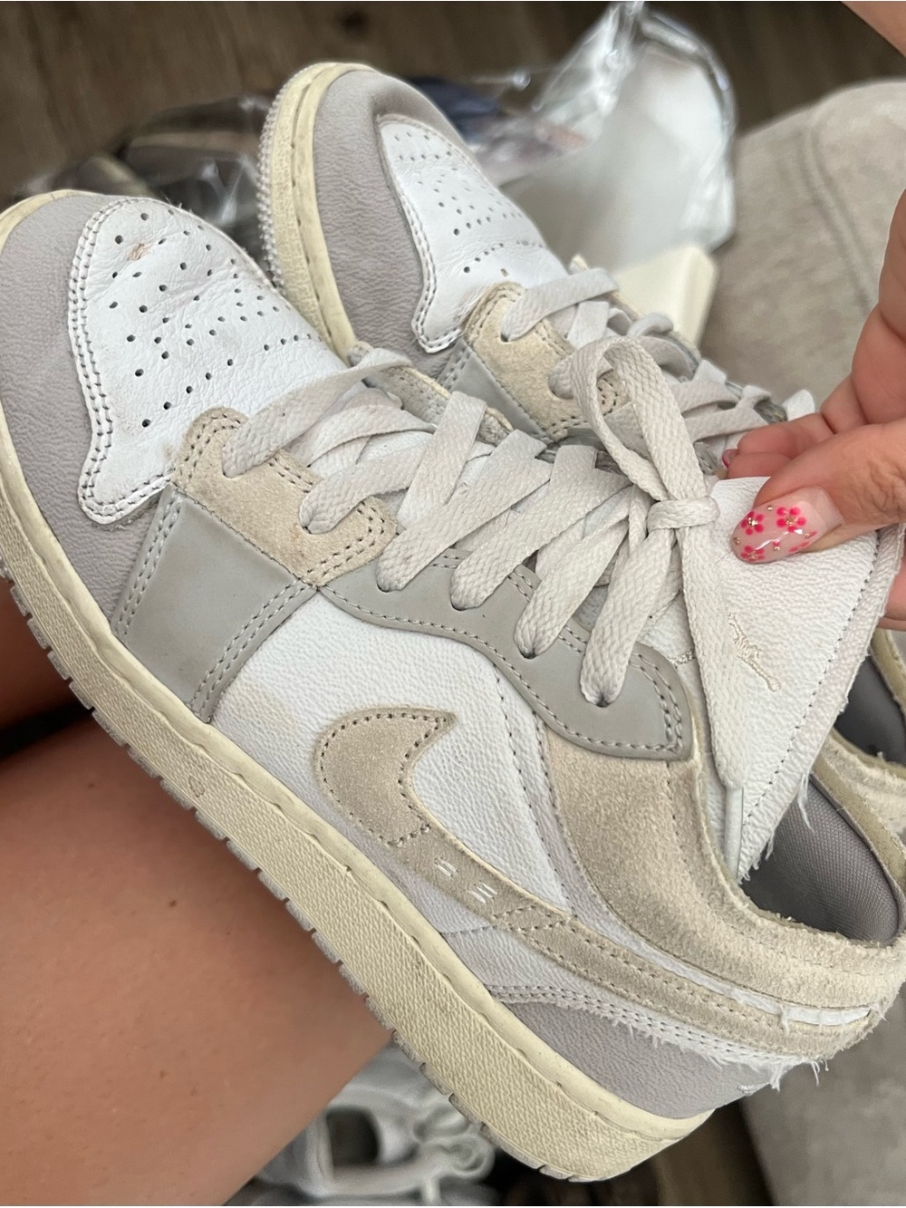 Nike Women’s Low-Top Sneakers in White, Light Gray & Beige
